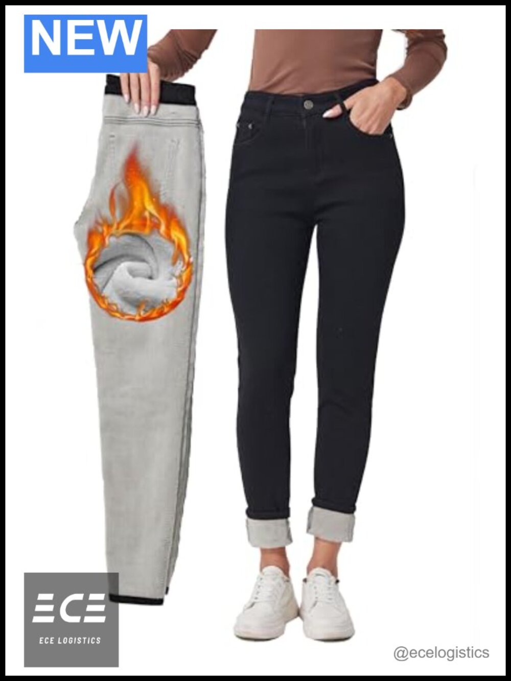Fleece Lined Jeans Winter Thermal Flannel Lined Skinny Stretch Denim Pants